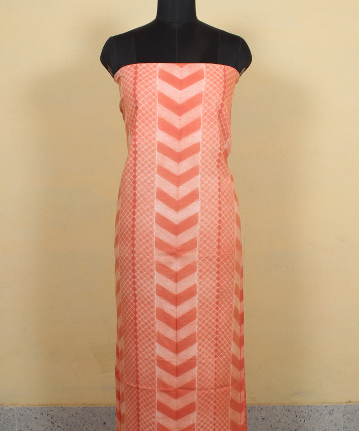 3m peach handwoven cotton shibori kurta material