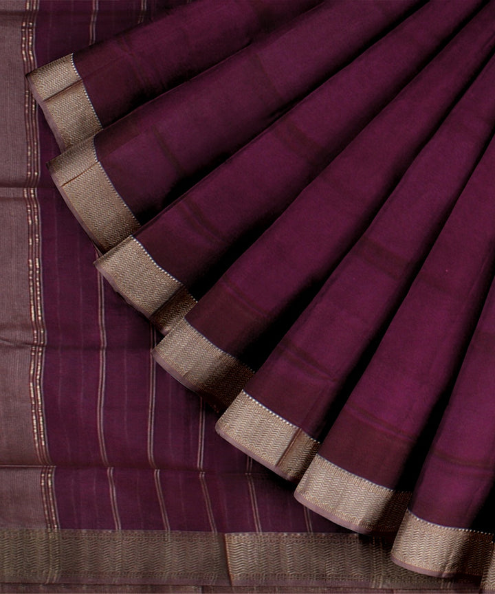 Violet grey handloom maheshwari cotton silk saree