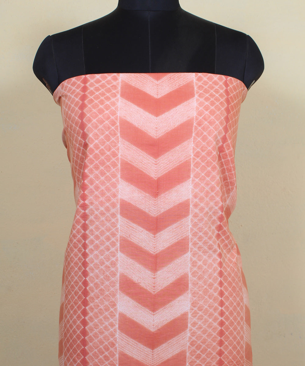 3m peach handwoven cotton shibori kurta material