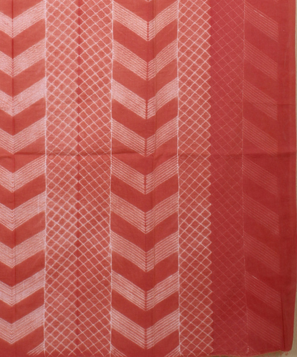 3m peach handwoven cotton shibori kurta material