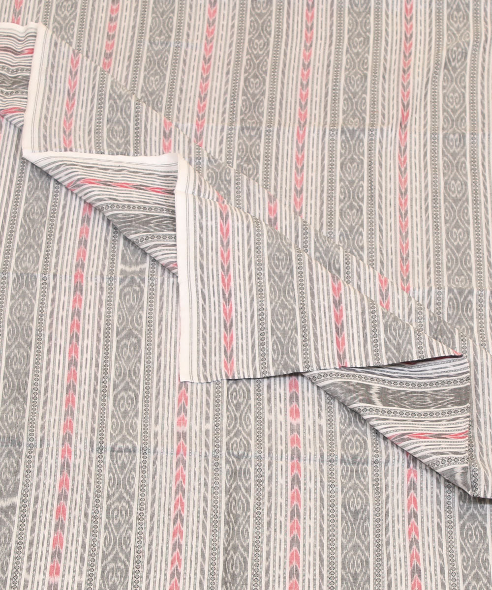 2.4 m white grey cotton nuapatna handwoven kurta material