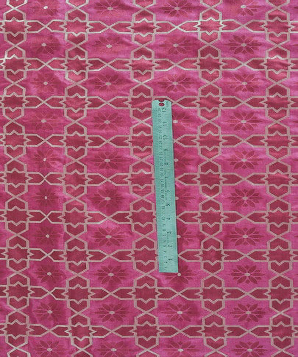 Pink handloom banarasi silk fabric