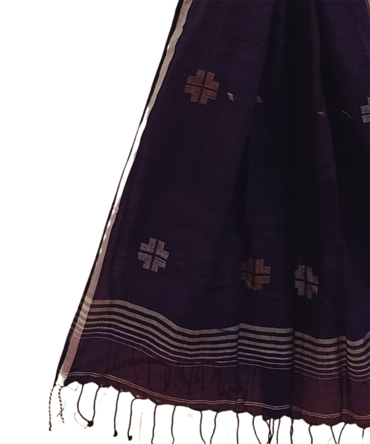 Purple jamdani handwoven cotton stole