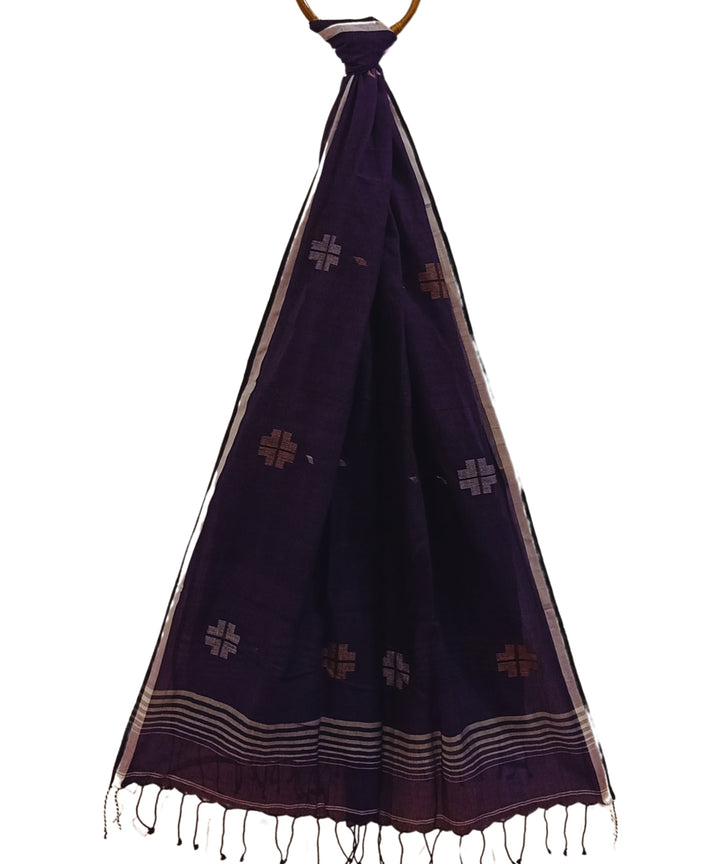 Purple jamdani handwoven cotton stole