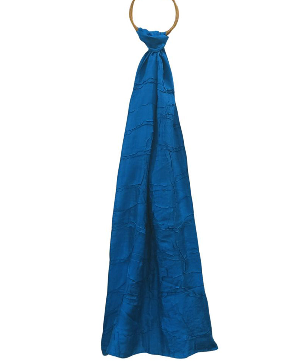 Navy blue handwoven kantha stitch silk stole