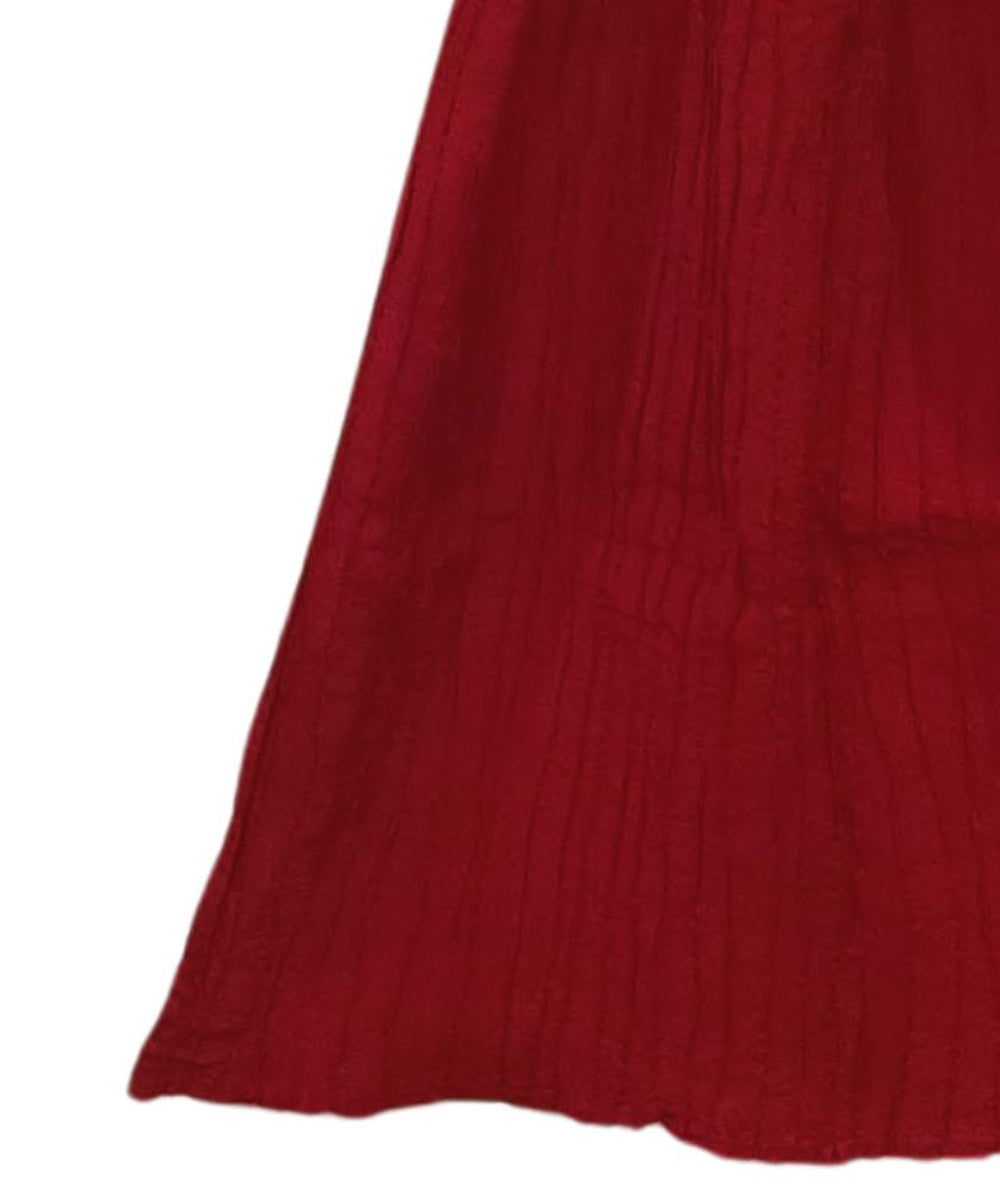 Red handwoven silk kantha stitch stole