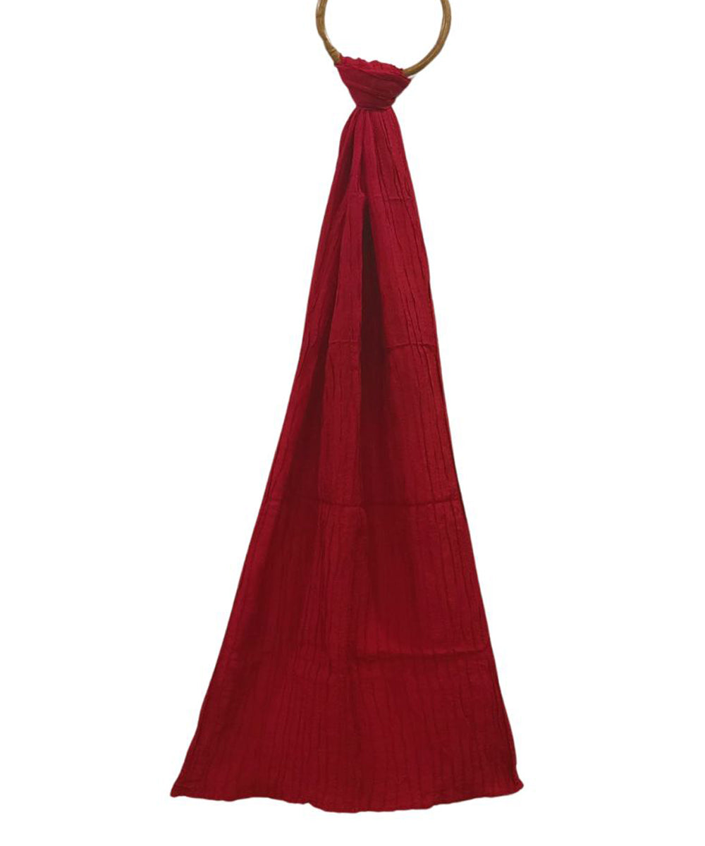 Red handwoven silk kantha stitch stole