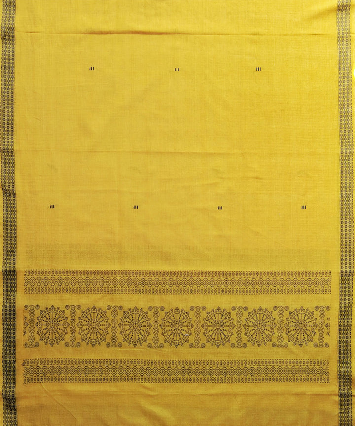 Yellow handwoven cotton bomkai dupatta