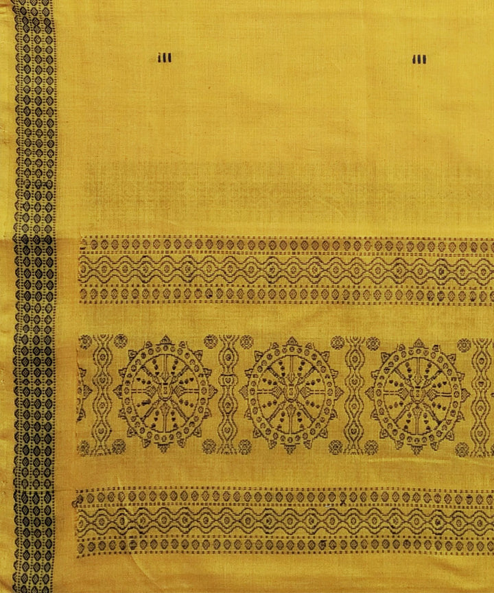 Yellow handwoven cotton bomkai dupatta