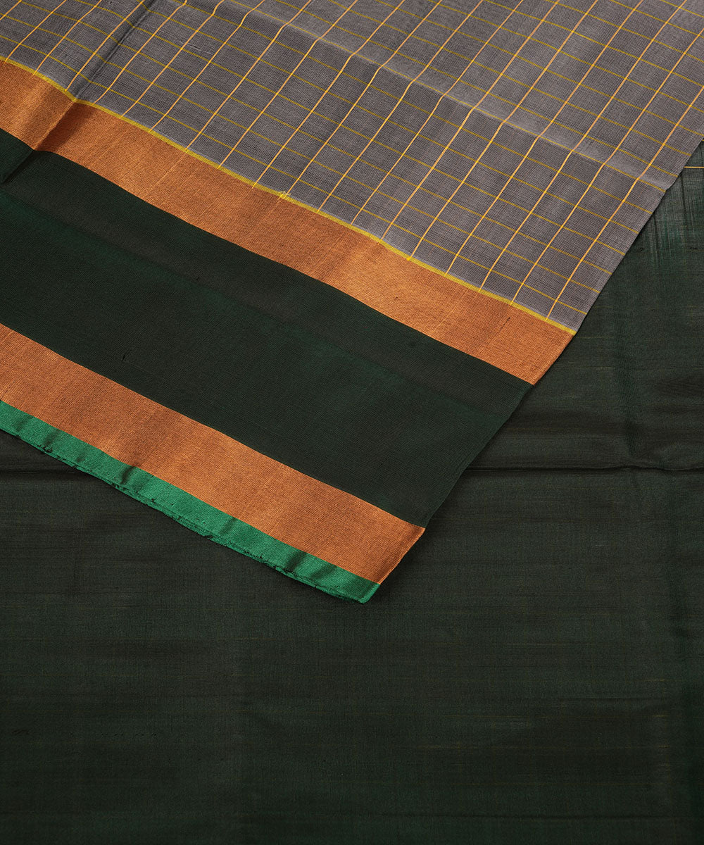 Grey dark green handloom uppada silk saree