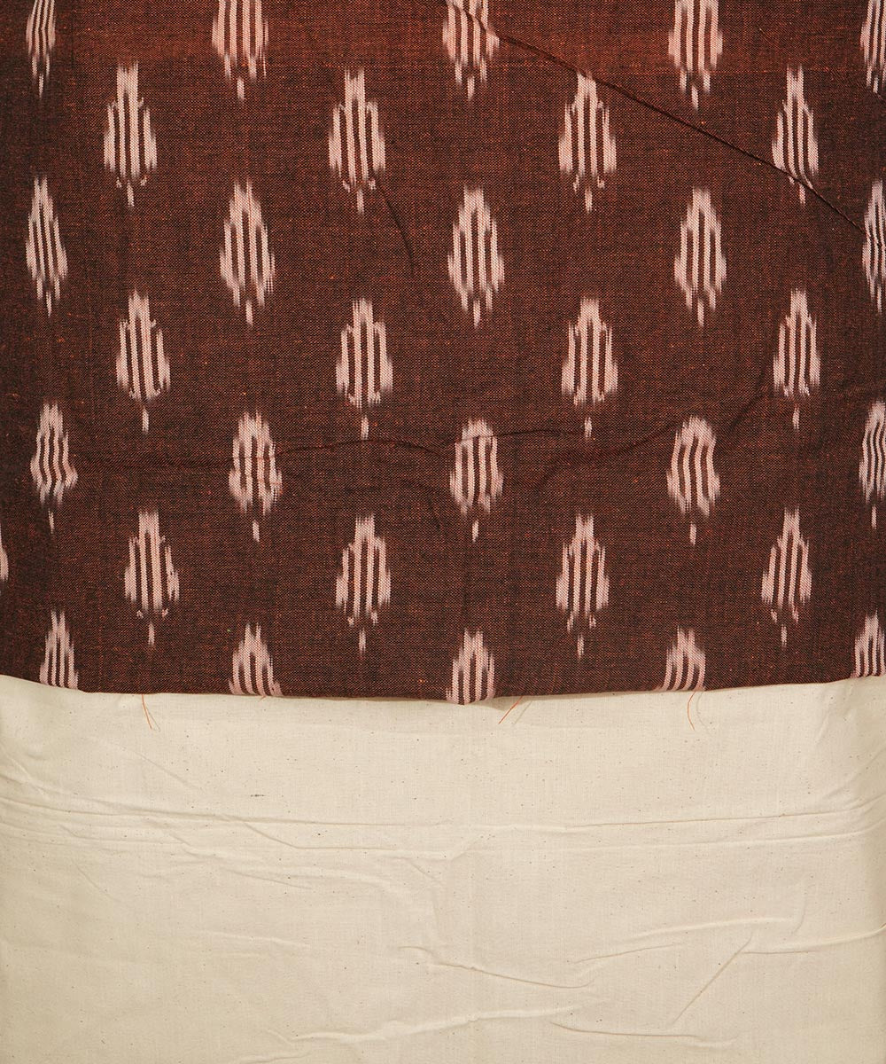 3pc Brown white handwoven cotton pochampally ikat dress material