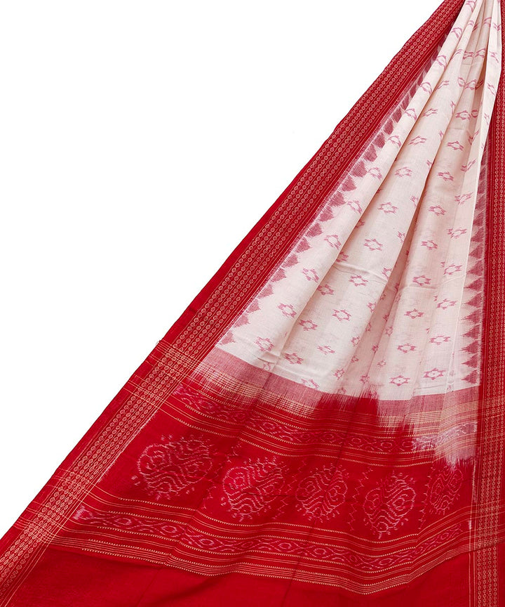 White red handwoven cotton sambalpuri dupatta