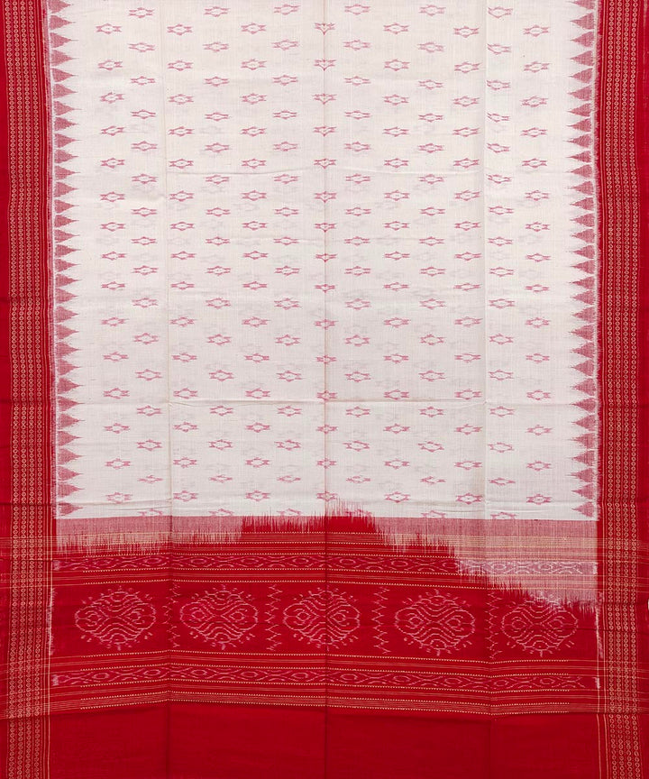 White red handwoven cotton sambalpuri dupatta