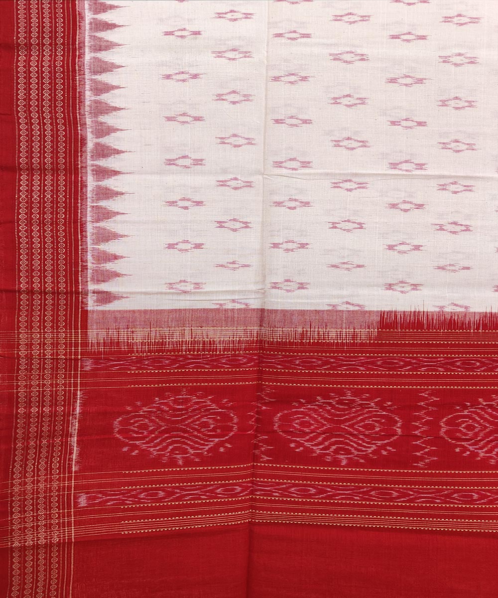 White red handwoven cotton sambalpuri dupatta