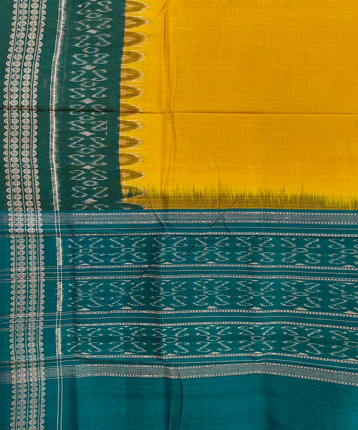 Yellow green handwoven cotton sambalpuri dupatta