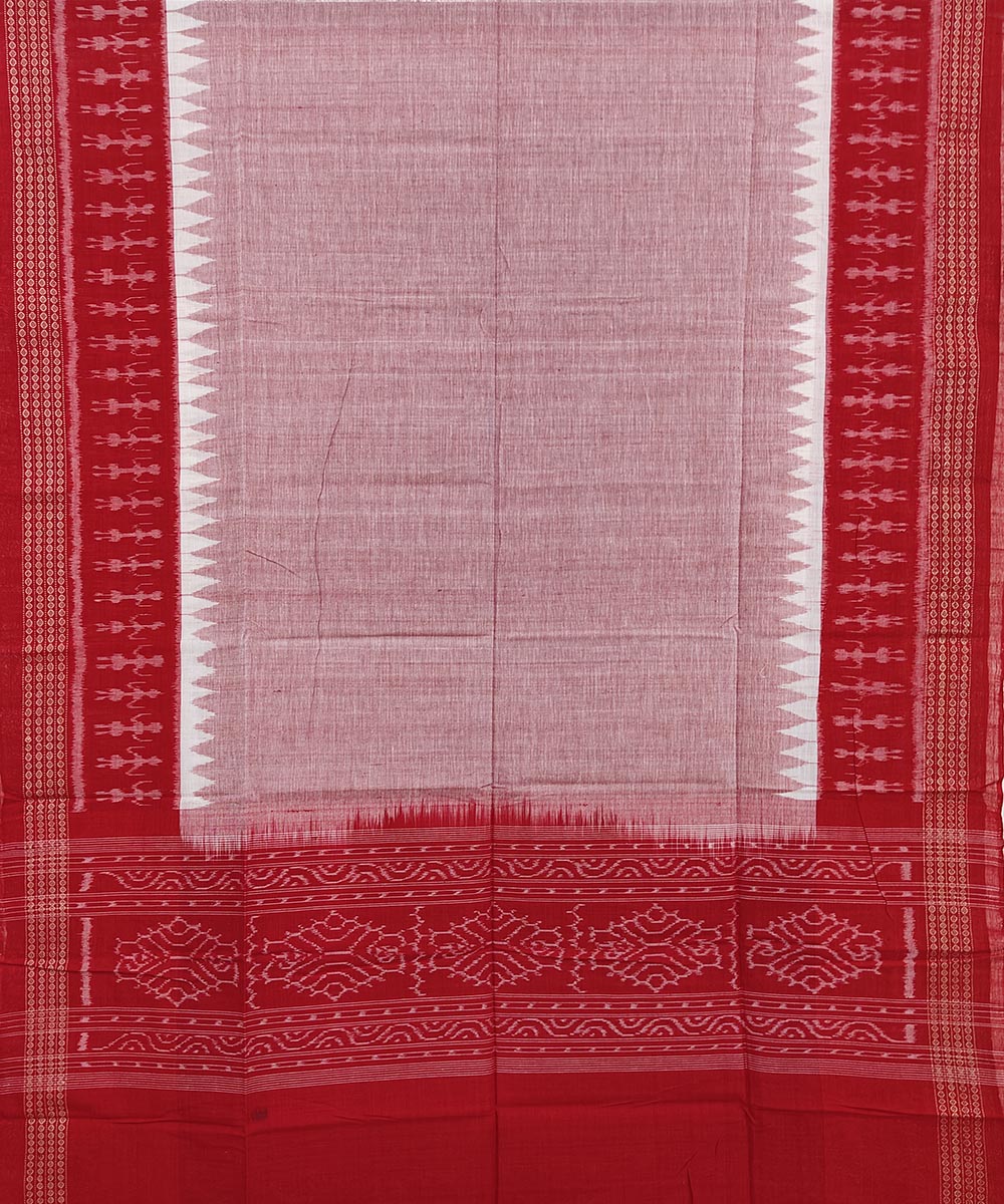 Red grey handwoven cotton sambalpuri dupatta