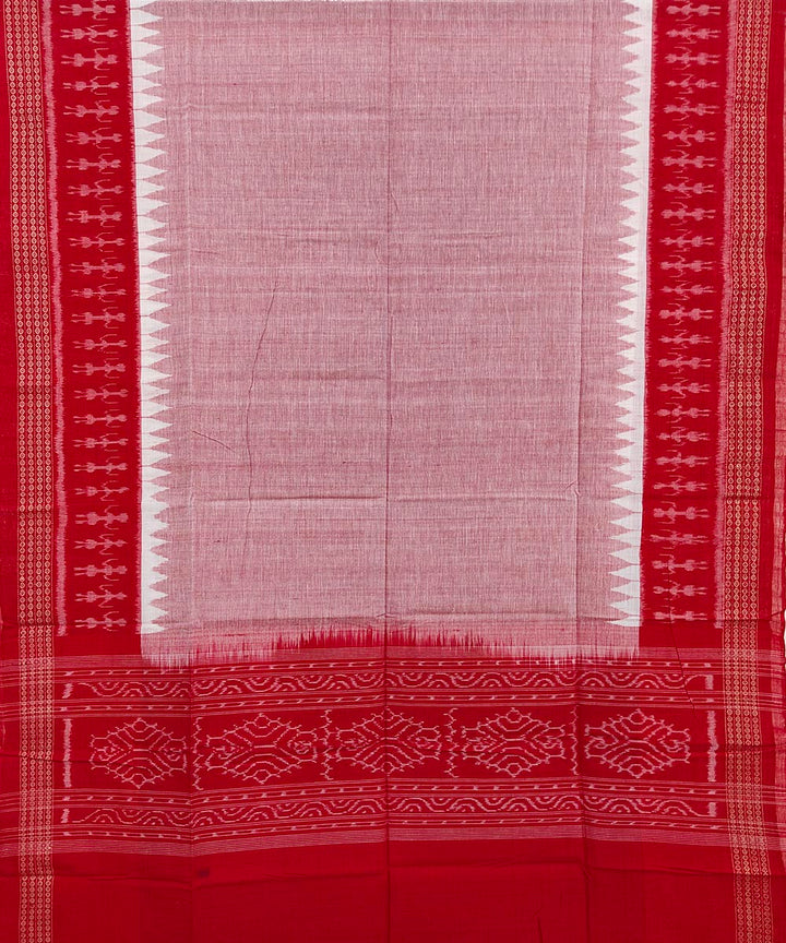 Red grey handwoven cotton sambalpuri dupatta