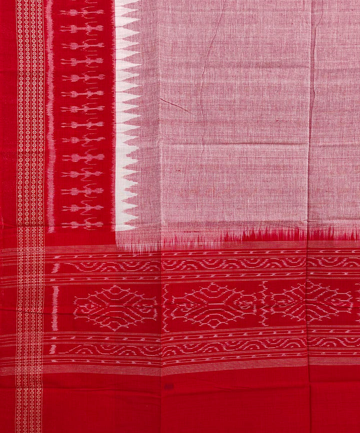 Red grey handwoven cotton sambalpuri dupatta