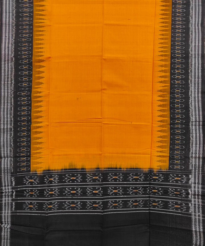 Yellow black handwoven cotton sambalpuri dupatta