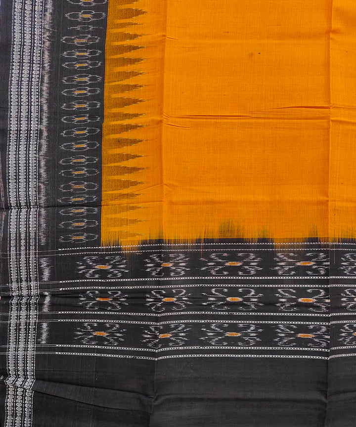 Yellow black handwoven cotton sambalpuri dupatta