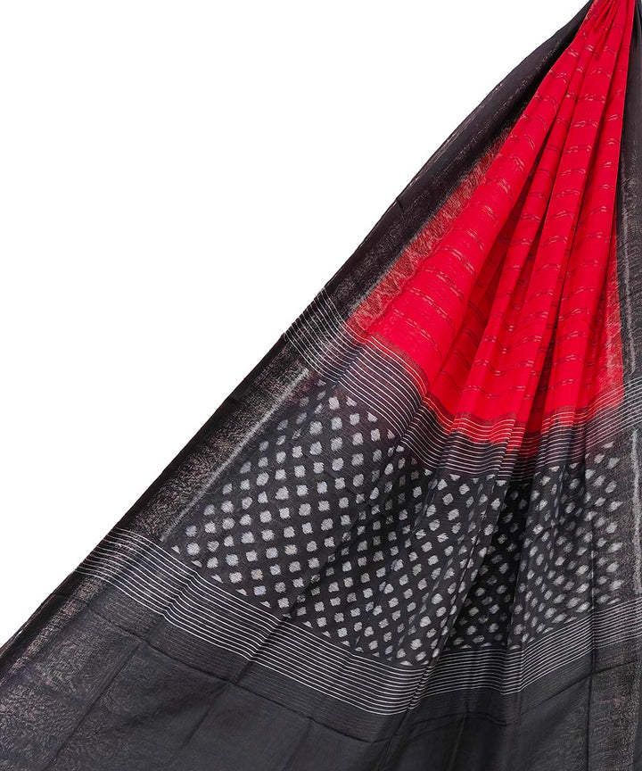 Red black handwoven cotton sambalpuri dupatta