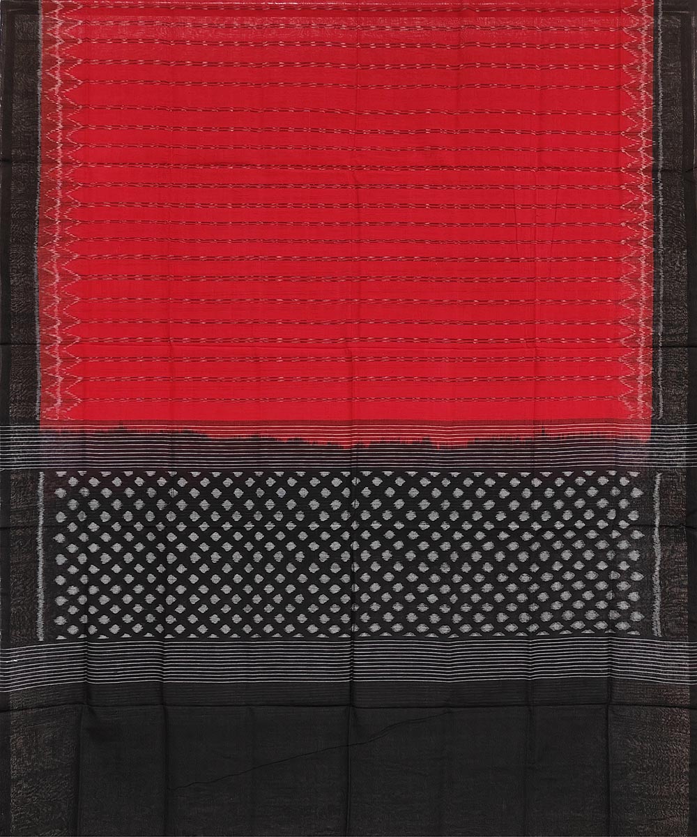 Red black handwoven cotton sambalpuri dupatta