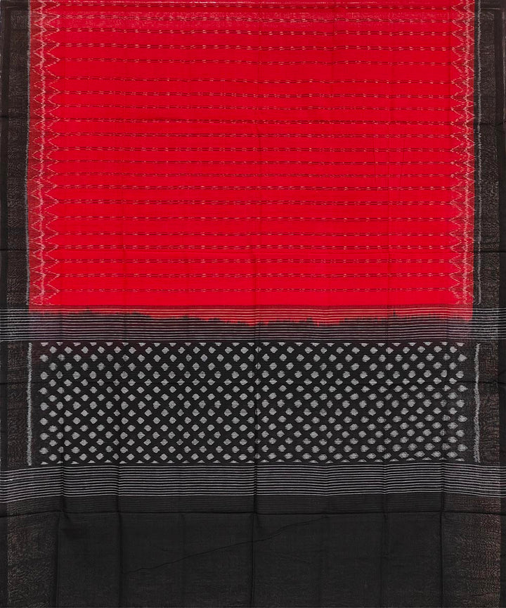 Red black handwoven cotton sambalpuri dupatta