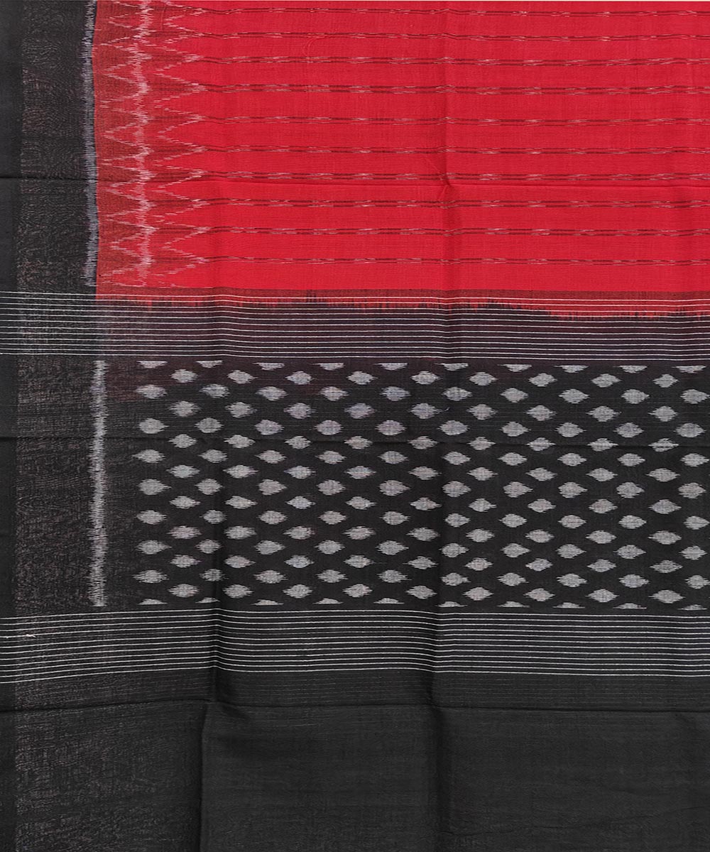 Red black handwoven cotton sambalpuri dupatta