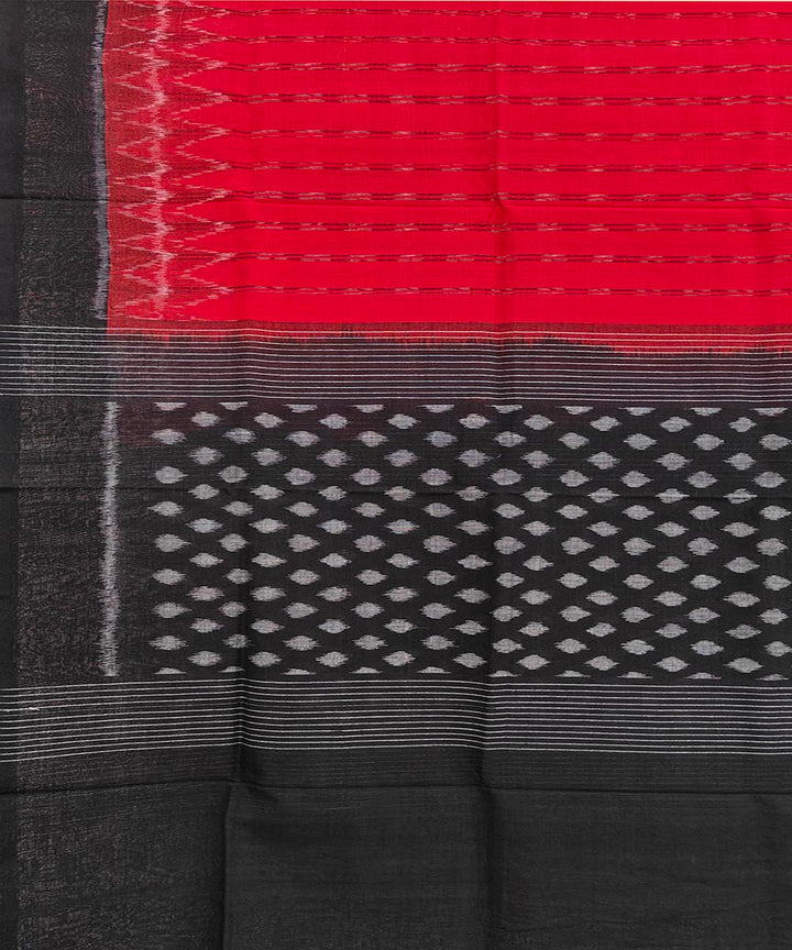 Red black handwoven cotton sambalpuri dupatta