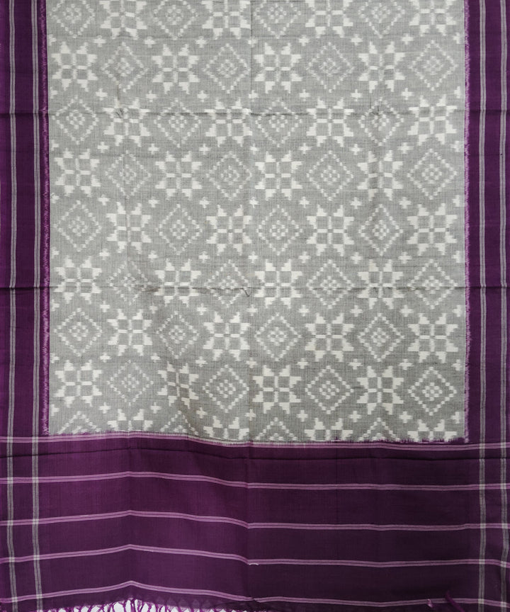 Grey white purple handloom pochampally ikat cotton duppatta