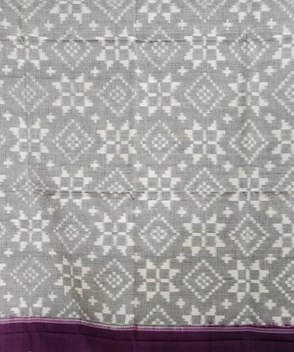 Grey white purple handloom pochampally ikat cotton duppatta