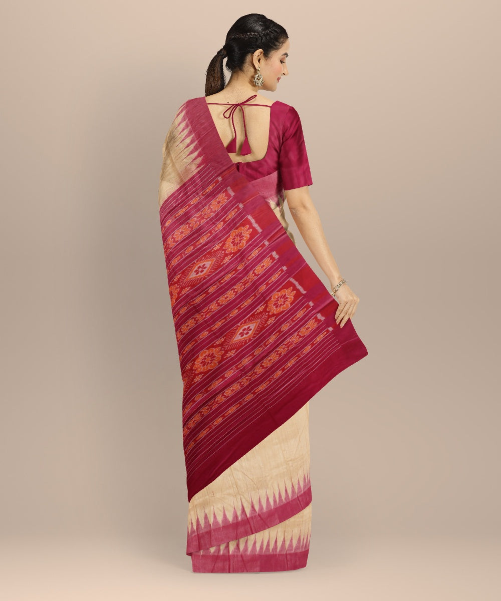 Pink Beige tussar silk handloom gopalpur saree