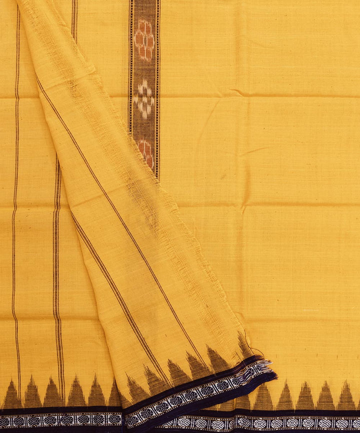 Yellow deep marron handwoven cotton sambalpuri towel gamcha