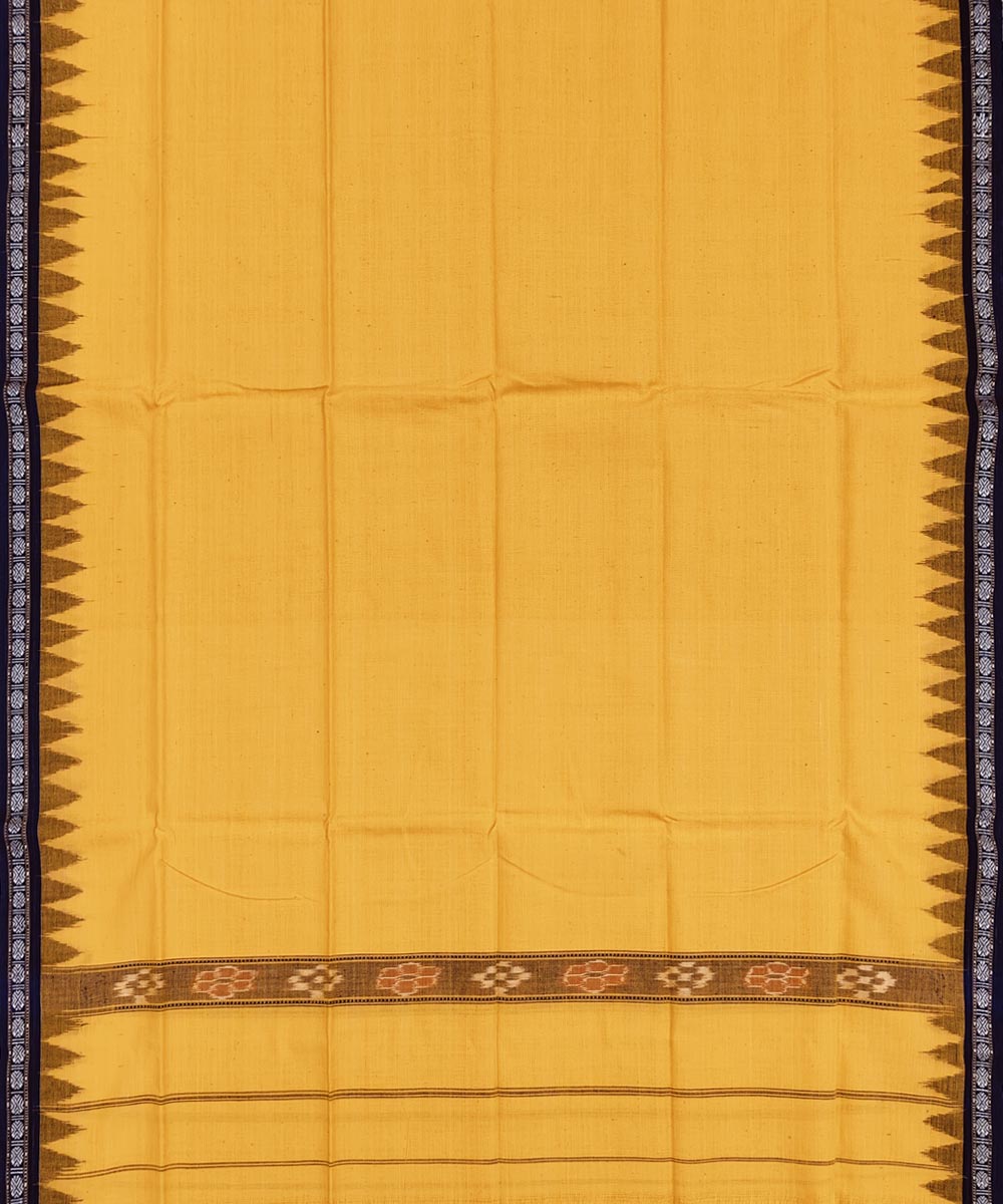 Yellow deep marron handwoven cotton sambalpuri towel gamcha