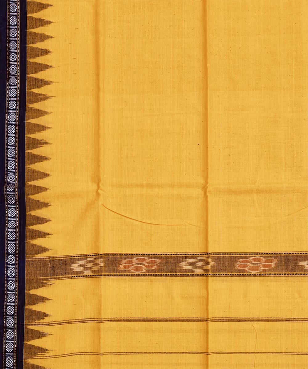 Yellow deep marron handwoven cotton sambalpuri towel gamcha