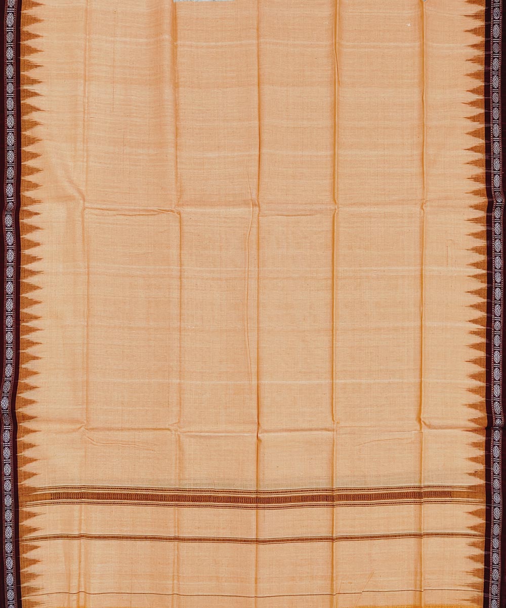 Cream maroon handwoven cotton sambalpuri towel gamcha