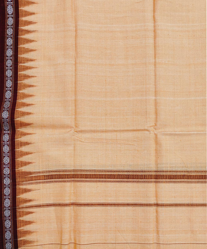 Cream maroon handwoven cotton sambalpuri towel gamcha