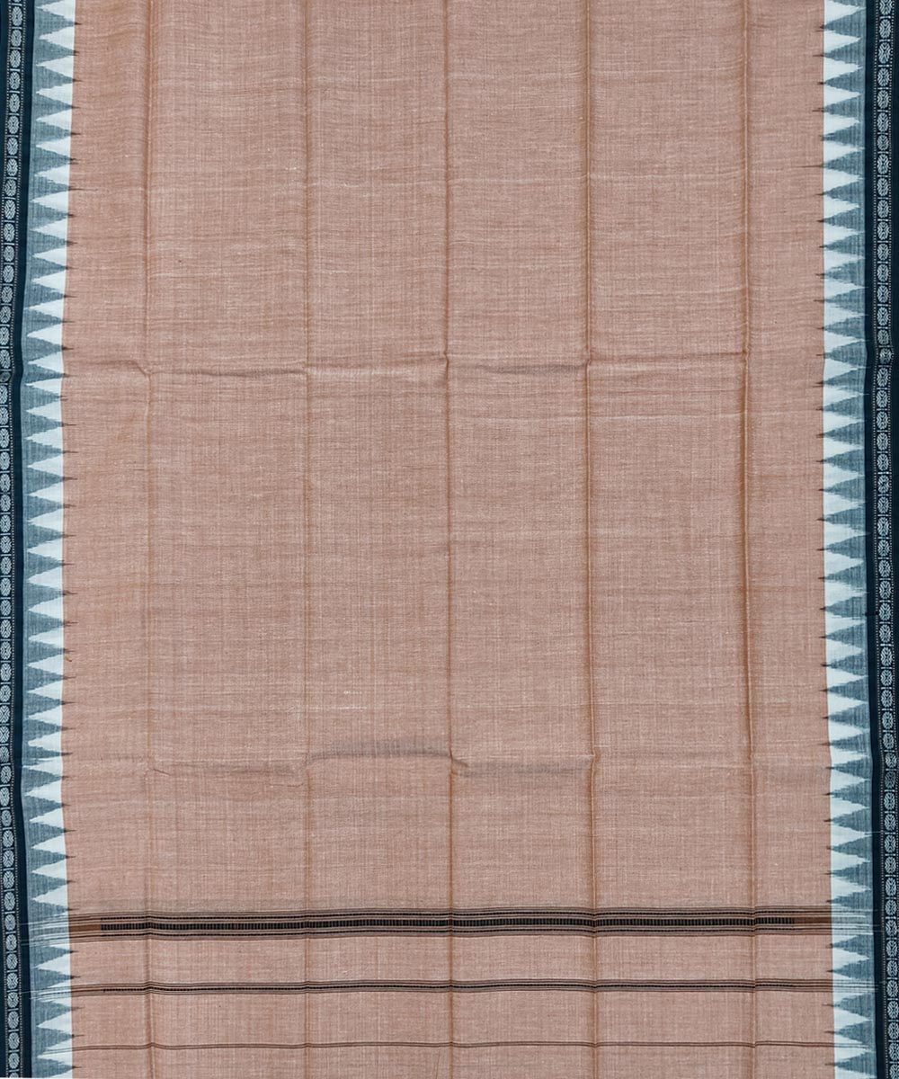 Beige green handwoven cotton sambalpuri towel gamcha