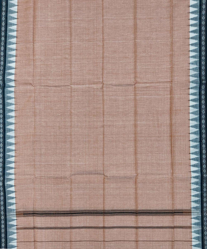 Beige green handwoven cotton sambalpuri towel gamcha