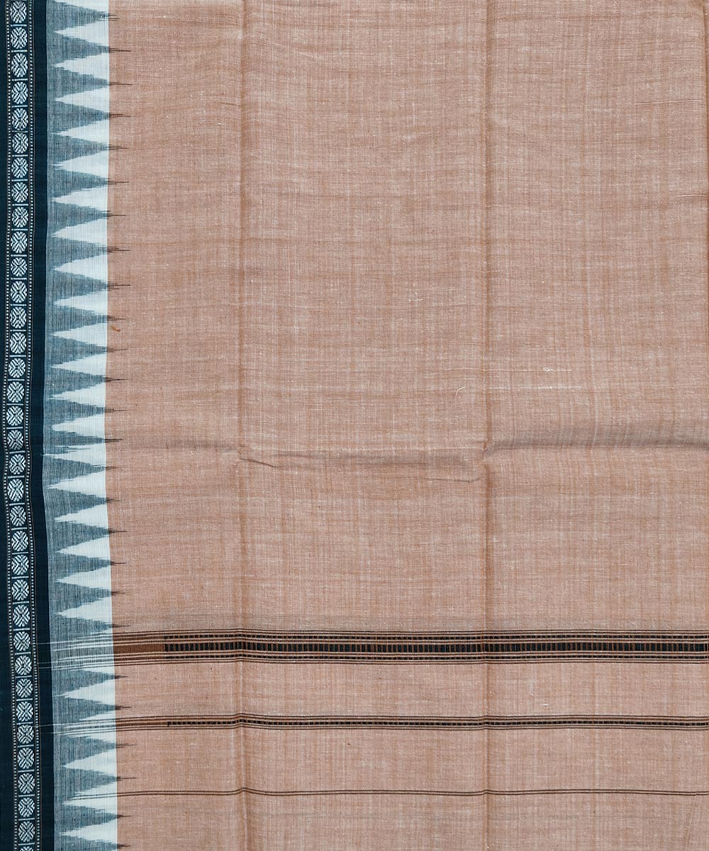 Beige green handwoven cotton sambalpuri towel gamcha