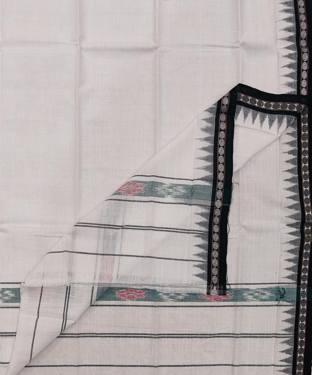 Offwhite temple border handwoven cotton sambalpuri towel gamcha