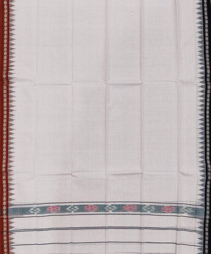 Offwhite temple border handwoven cotton sambalpuri towel gamcha