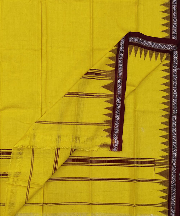 Amber yellow maroon handwoven cotton sambalpuri towel gamcha