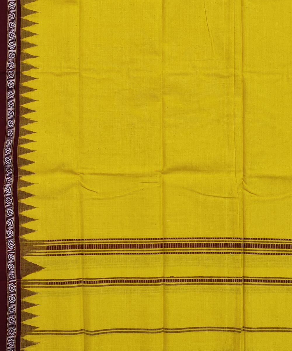 Amber yellow maroon handwoven cotton sambalpuri towel gamcha