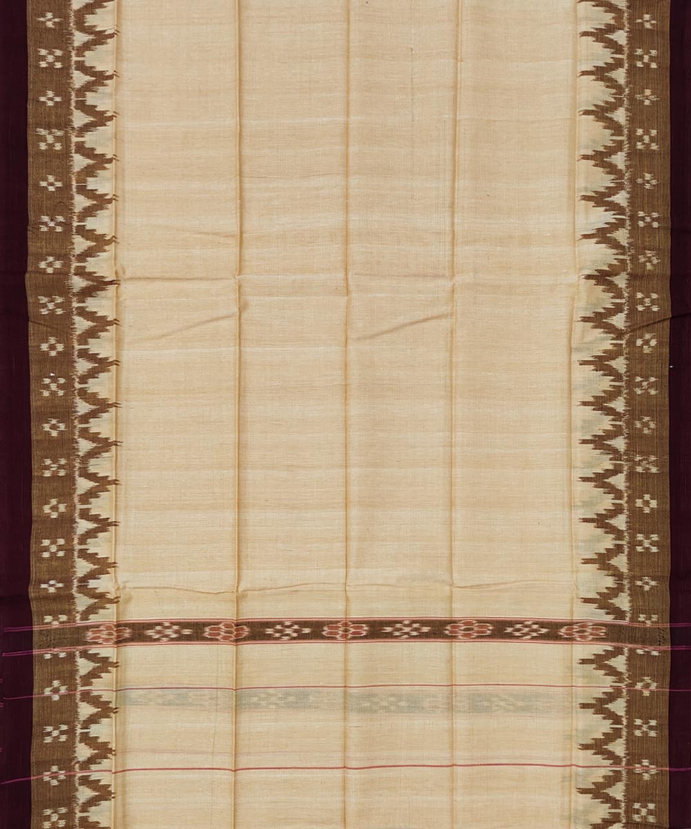 Beige maroon handwoven cotton sambalpuri towel gamcha