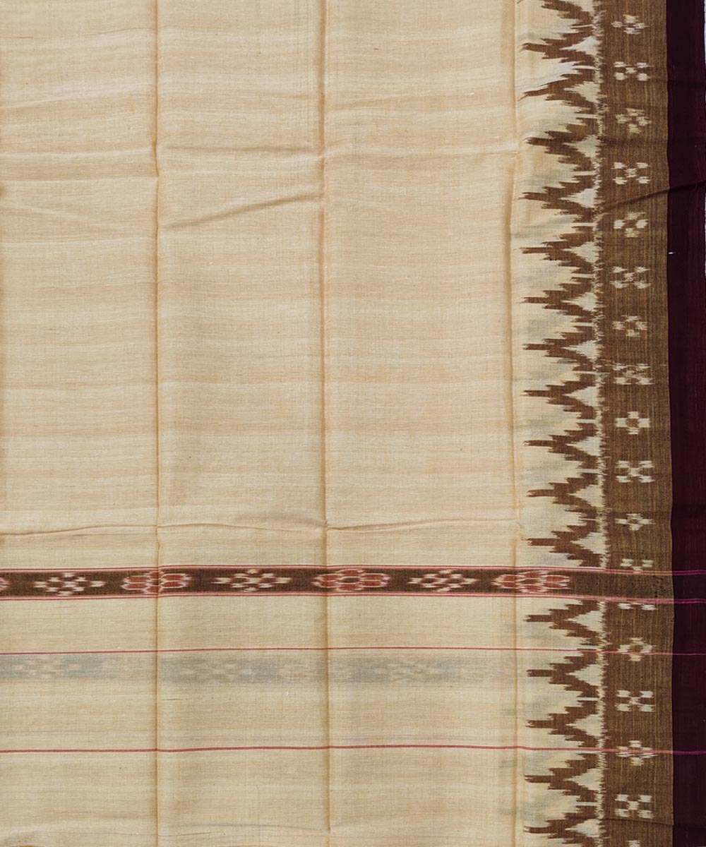 Beige maroon handwoven cotton sambalpuri towel gamcha