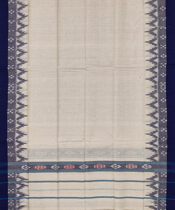 Cream blue handwoven cotton sambalpuri towel gamcha