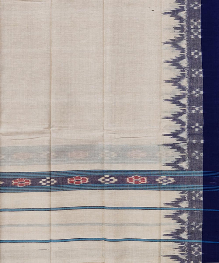 Cream blue handwoven cotton sambalpuri towel gamcha