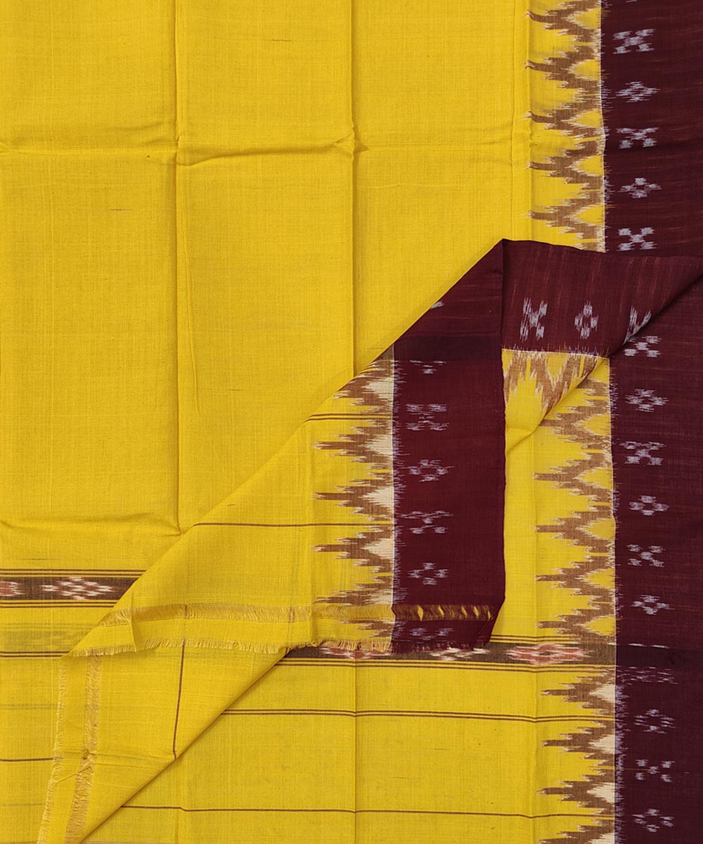 Amber yellow maroon handwoven sambalpuri cotton towel gamcha