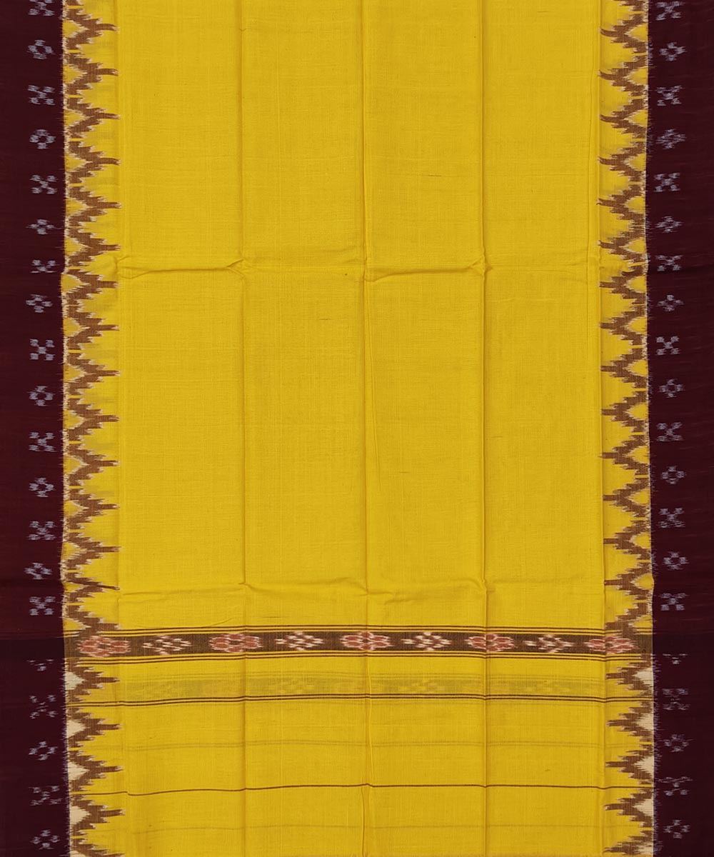 Amber yellow maroon handwoven sambalpuri cotton towel gamcha